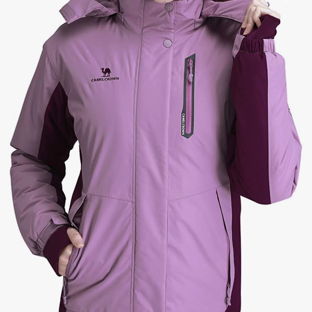Waterproof ski jacket/ winter coat with detachable hood